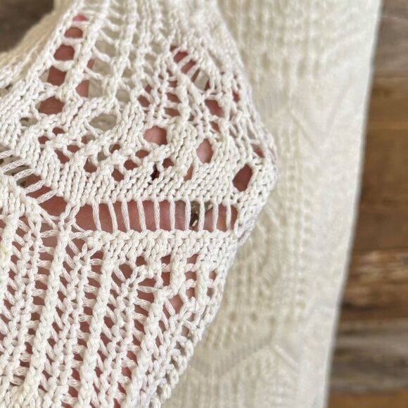 H&M Off-White Crocheted Cotton Dress with Liner – sz M EUC - Picture 16 of 17